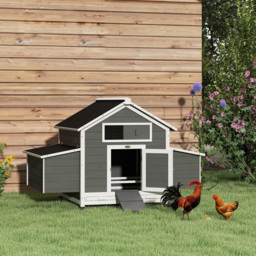 PawHut Chicken Coop, Wooden Outdoor Hen House with Nesting Box, Openable Waterproof Top, Pull-Out Tray, 150 x 100 x 97cm - thumbnail 2