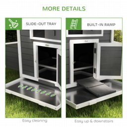 PawHut Chicken Coop, Wooden Outdoor Hen House with Nesting Box, Openable Waterproof Top, Pull-Out Tray, 150 x 100 x 97cm - thumbnail 7