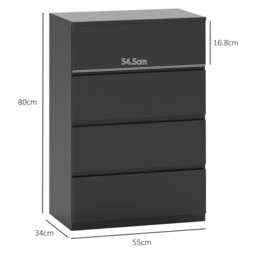HOMCOM Chest of Drawers, 4-Drawer Storage Cabinets, Modern Dresser, Storage Drawer Unit for Bedroom - thumbnail 3