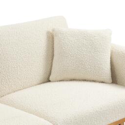 Modern 2-Seater Sofa with 3-Position Adjustable Backrest, Durable Loveseat with Thick Padded Cushions, 165L x 72.5W x 75H cm, White Teddy - Aosom UK - thumbnail 9
