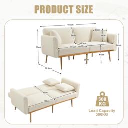 Modern 2-Seater Sofa with 3-Position Adjustable Backrest, Durable Loveseat with Thick Padded Cushions, 165L x 72.5W x 75H cm, White Teddy - Aosom UK - thumbnail 3