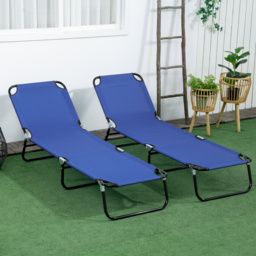 Outsunny Folding Sun Loungers Set of 2, Outdoor Day Bed with Reclining Back, Steel Recliner Garden Chairs with Breathable Mesh for Beach, Patio, Black - thumbnail 9