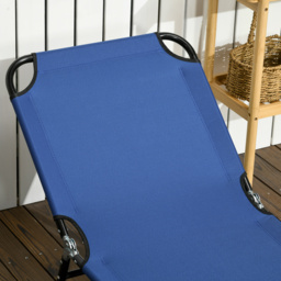 Outsunny Folding Sun Loungers Set of 2, Outdoor Day Bed with Reclining Back, Steel Recliner Garden Chairs with Breathable Mesh for Beach, Patio, Black - thumbnail 8