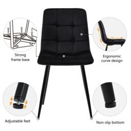 Extending Dining Table and Chairs with 4 Velvet Chairs, Marble Tabletop, Elegant 5-Piece Dining Set for Kitchen, 160L x 80W x 75H cm, White & Black - Aosom UK - thumbnail 7