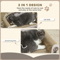 PawHut 2 in 1 Cat Scratcher with Organic Catnip for Indoor Cats, 29.5 x 56 x 26cm, Brown - thumbnail 4
