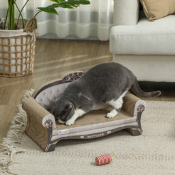PawHut 2 in 1 Cat Scratcher with Organic Catnip for Indoor Cats, 29.5 x 56 x 26cm, Brown - thumbnail 2