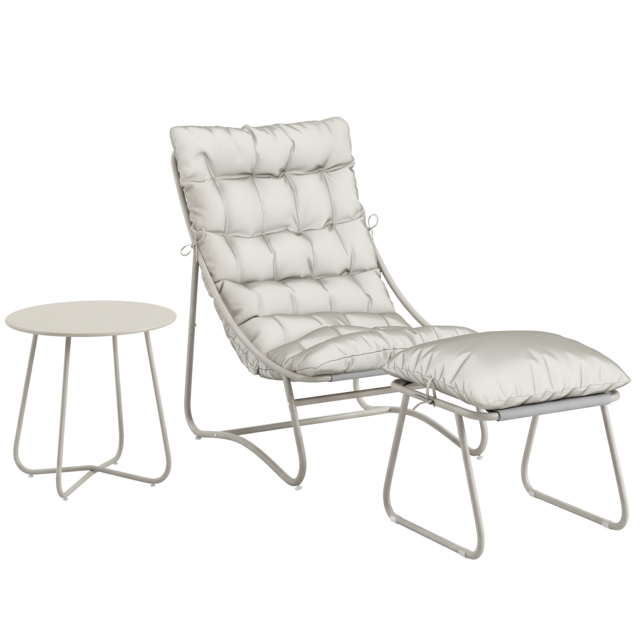 Outsunny Bistro Set for Garden, 3 Piece Outdoor Table and Chair with Footstool and Removable Cushions, Comfy Balcony Furniture - image 1