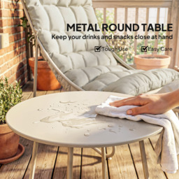 Outsunny Bistro Set for Garden, 3 Piece Outdoor Table and Chair with Footstool and Removable Cushions, Comfy Balcony Furniture - thumbnail 8