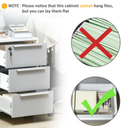 HOMCOM Mobile 3-Drawer Locking File Cabinet, Rolling Chest of Drawers, Side Table for Office, Bedroom and Living Room, White - Aosom UK - thumbnail 9