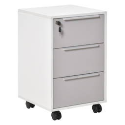 HOMCOM Mobile 3-Drawer Locking File Cabinet, Rolling Chest of Drawers, Side Table for Office, Bedroom and Living Room, White - Aosom UK - thumbnail 1