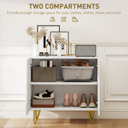 HOMCOM Modern Luxe High Gloss Sideboard, with Hairpin Legs - White - thumbnail 5