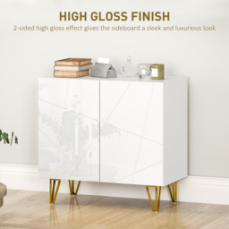 HOMCOM Modern Luxe High Gloss Sideboard, with Hairpin Legs - White - thumbnail 4