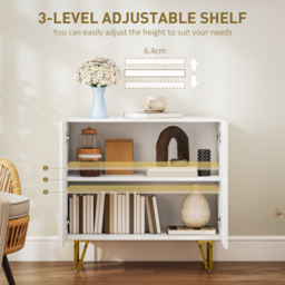 HOMCOM Modern Luxe High Gloss Sideboard, with Hairpin Legs - White - thumbnail 6
