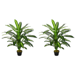 Outsunny Set of 2 Artificial Dracaena Trees, 110cm/3.6FT Tall Decorative Plants with 40 Leaves & Nursery Pot, Fake Tropical Tree for Indoor/Outdoor - thumbnail 1