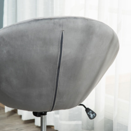 HOMCOM Modern Dining Height Bar Stool Velvet-Touch Tufted Fabric Adjustable Height Armless Tub Chair with Swivel Seat, Grey - thumbnail 8