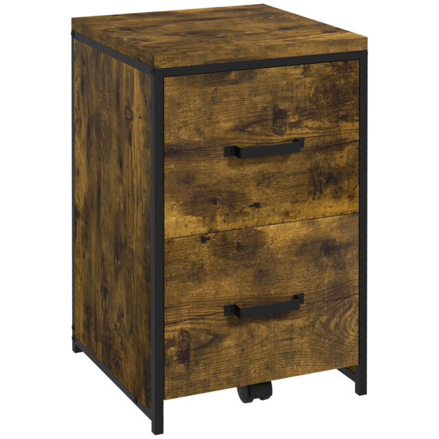 Vinsetto Vertical Filing Cabinet, 70cm with 2 Drawers, A4 Letter Size Home Office Organizer, Rustic Brown - Aosom UK - image 1
