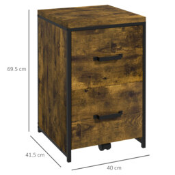 Vinsetto Vertical Filing Cabinet, 70cm with 2 Drawers, A4 Letter Size Home Office Organizer, Rustic Brown - Aosom UK - thumbnail 3