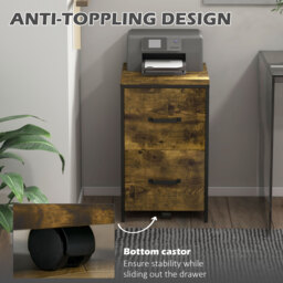 Vinsetto Vertical Filing Cabinet, 70cm with 2 Drawers, A4 Letter Size Home Office Organizer, Rustic Brown - Aosom UK - thumbnail 6