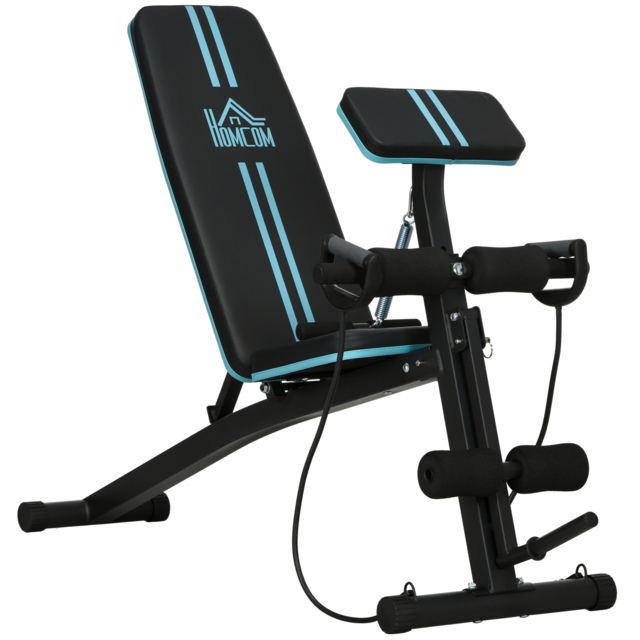 HOMCOM Foldable Weight Bench, Adjustable Strength Training Sit Up Ab Bench Incline/Decline, Blue - Aosom UK - image 1