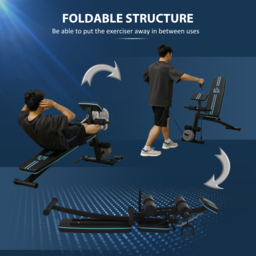 HOMCOM Foldable Weight Bench, Adjustable Strength Training Sit Up Ab Bench Incline/Decline, Blue - Aosom UK - thumbnail 5