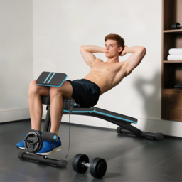 HOMCOM Foldable Weight Bench, Adjustable Strength Training Sit Up Ab Bench Incline/Decline, Blue - Aosom UK - thumbnail 2