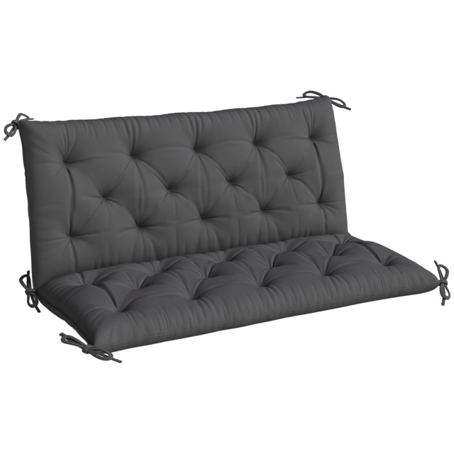 Outsunny Garden Bench Cushion, 2 Seater Swing Chair Cushion, Seat Pad with Ties for Indoor and Outdoor Use, 110 x 120 cm, Black - image 1