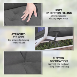 Outsunny Garden Bench Cushion, 2 Seater Swing Chair Cushion, Seat Pad with Ties for Indoor and Outdoor Use, 110 x 120 cm, Black - thumbnail 6
