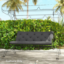 Outsunny Garden Bench Cushion, 2 Seater Swing Chair Cushion, Seat Pad with Ties for Indoor and Outdoor Use, 110 x 120 cm, Black - thumbnail 9