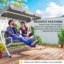 Outsunny Garden Bench Cushion, 2 Seater Swing Chair Cushion, Seat Pad with Ties for Indoor and Outdoor Use, 110 x 120 cm, Black - thumbnail 5