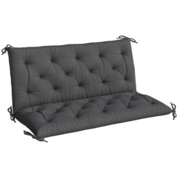 Outsunny Garden Bench Cushion, 2 Seater Swing Chair Cushion, Seat Pad with Ties for Indoor and Outdoor Use, 110 x 120 cm, Black - thumbnail 1