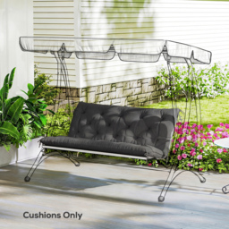 Outsunny Garden Bench Cushion, 2 Seater Swing Chair Cushion, Seat Pad with Ties for Indoor and Outdoor Use, 110 x 120 cm, Black - thumbnail 8