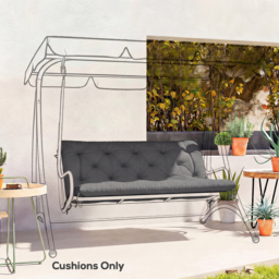 Outsunny Garden Bench Cushion, 2 Seater Swing Chair Cushion, Seat Pad with Ties for Indoor and Outdoor Use, 110 x 120 cm, Black - thumbnail 2