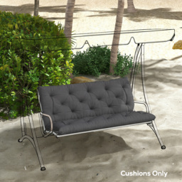 Outsunny Garden Bench Cushion, 2 Seater Swing Chair Cushion, Seat Pad with Ties for Indoor and Outdoor Use, 110 x 120 cm, Black - thumbnail 7