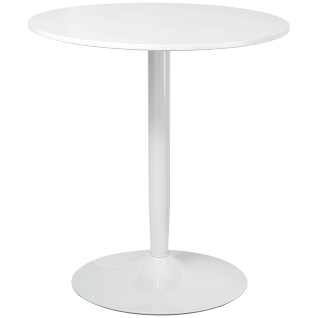 HOMCOM Round Dining Table, Modern Dining Room Table with Steel Base, Non-slip Foot Pad, Space Saving Small Dining Table, White - Aosom UK - image 1