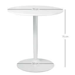 HOMCOM Round Dining Table, Modern Dining Room Table with Steel Base, Non-slip Foot Pad, Space Saving Small Dining Table, White - Aosom UK - thumbnail 3