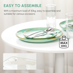 HOMCOM Round Dining Table, Modern Dining Room Table with Steel Base, Non-slip Foot Pad, Space Saving Small Dining Table, White - Aosom UK - thumbnail 6
