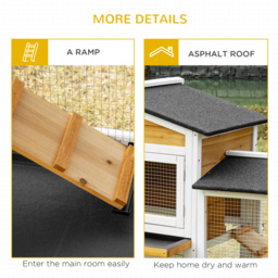 PawHut 2 Tier Wooden Rabbit Hutch, Guinea Pig Cage, Bunny Run, Small Animal House with Double Side Run Boxes, Slide-out Tray, Ramp, 230 x 53 x 93.5cm - thumbnail 7