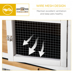 PawHut 2 Tier Wooden Rabbit Hutch, Guinea Pig Cage, Bunny Run, Small Animal House with Double Side Run Boxes, Slide-out Tray, Ramp, 230 x 53 x 93.5cm - thumbnail 8