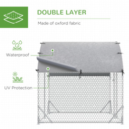 PawHut Walk In Chicken Run, Galvanised Chicken Coop w/ Chicken Activity Shelf, Outdoor Hen Poultry House Cage Rabbit Hutch w/ UV-resistant - thumbnail 5