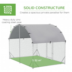 PawHut Walk In Chicken Run, Galvanised Chicken Coop w/ Chicken Activity Shelf, Outdoor Hen Poultry House Cage Rabbit Hutch w/ UV-resistant - thumbnail 4