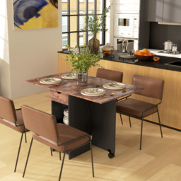 HOMCOM Folding Dining Table, Drop Leaf Table for Small Spaces, Foldable Table with Drawer and Storage Shelves for Kitchen, Dining Room, Rustic Brown - thumbnail 8