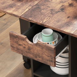 HOMCOM Folding Dining Table, Drop Leaf Table for Small Spaces, Foldable Table with Drawer and Storage Shelves for Kitchen, Dining Room, Rustic Brown - thumbnail 9