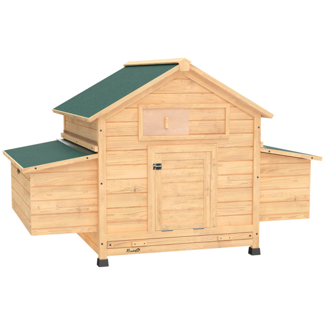 PawHut Chicken Coop, Wooden Outdoor Hen House with Nesting Box, Openable Waterproof Top, Pull-Out Tray, 150 x 100 x 97cm - image 1