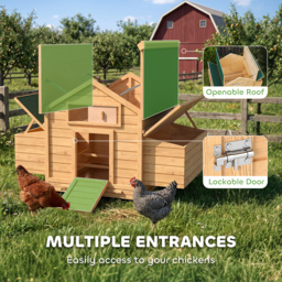 PawHut Chicken Coop, Wooden Outdoor Hen House with Nesting Box, Openable Waterproof Top, Pull-Out Tray, 150 x 100 x 97cm - thumbnail 5