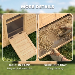 PawHut Chicken Coop, Wooden Outdoor Hen House with Nesting Box, Openable Waterproof Top, Pull-Out Tray, 150 x 100 x 97cm - thumbnail 7