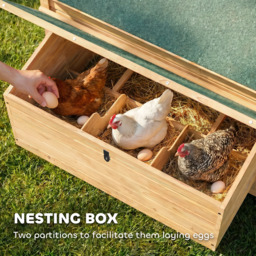 PawHut Chicken Coop, Wooden Outdoor Hen House with Nesting Box, Openable Waterproof Top, Pull-Out Tray, 150 x 100 x 97cm - thumbnail 6