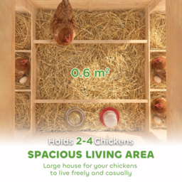 PawHut Chicken Coop, Wooden Outdoor Hen House with Nesting Box, Openable Waterproof Top, Pull-Out Tray, 150 x 100 x 97cm - thumbnail 4