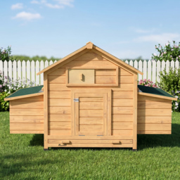 PawHut Chicken Coop, Wooden Outdoor Hen House with Nesting Box, Openable Waterproof Top, Pull-Out Tray, 150 x 100 x 97cm - thumbnail 8