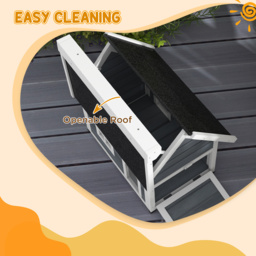 PawHut Outdoor Cat House, Wooden Feral Cat Shelter Waterproof Hide House with Openable Asphalt Roof and Three Doors, 77 x 57.5 x 68cm, Grey - Aosom UK - thumbnail 5