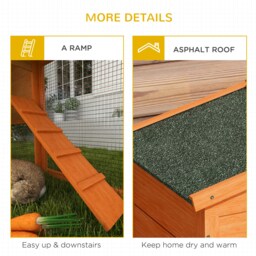 PawHut 2 Tier Rabbit Hutch with Run and Ramp for 1-2 rabbits, Rabbit Cage with Slide-out Tray for Garden, Yard, Orange - Aosom UK - thumbnail 8